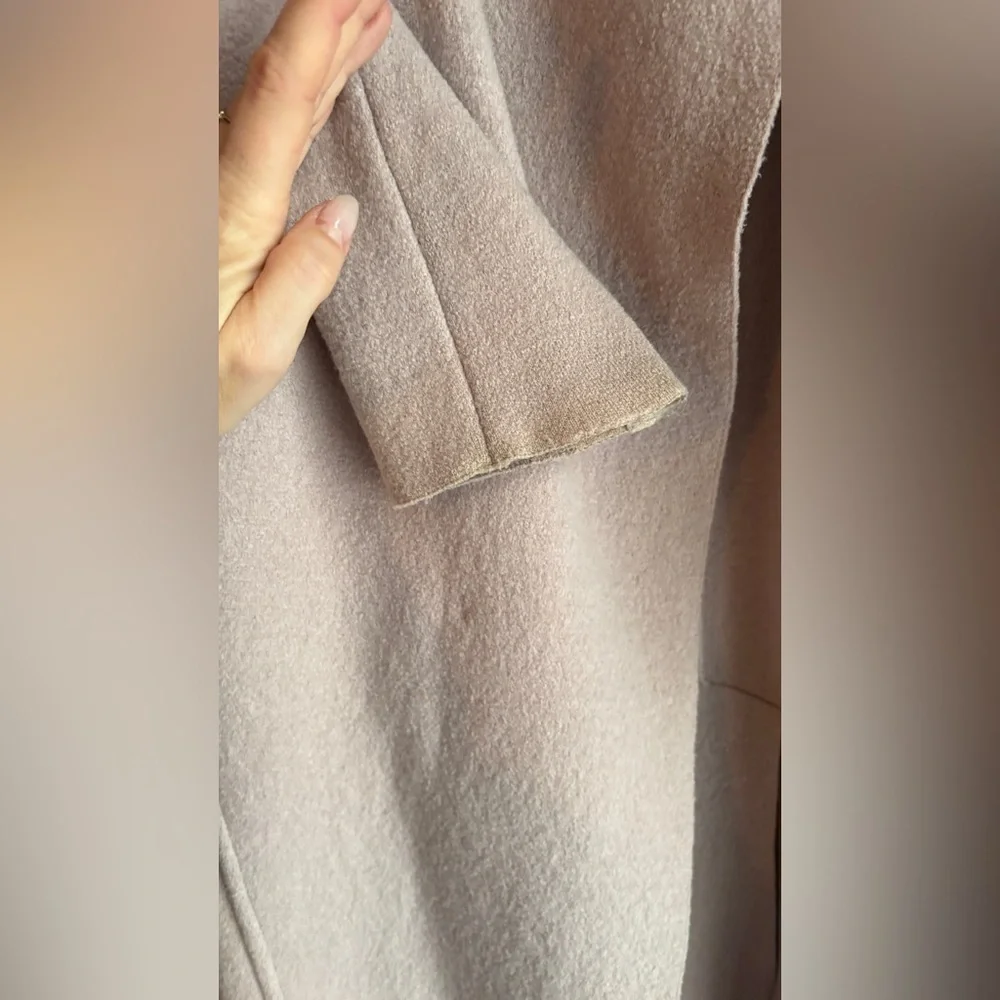 Light blush pink Wool Coat, Belted - Picture 11 of 14